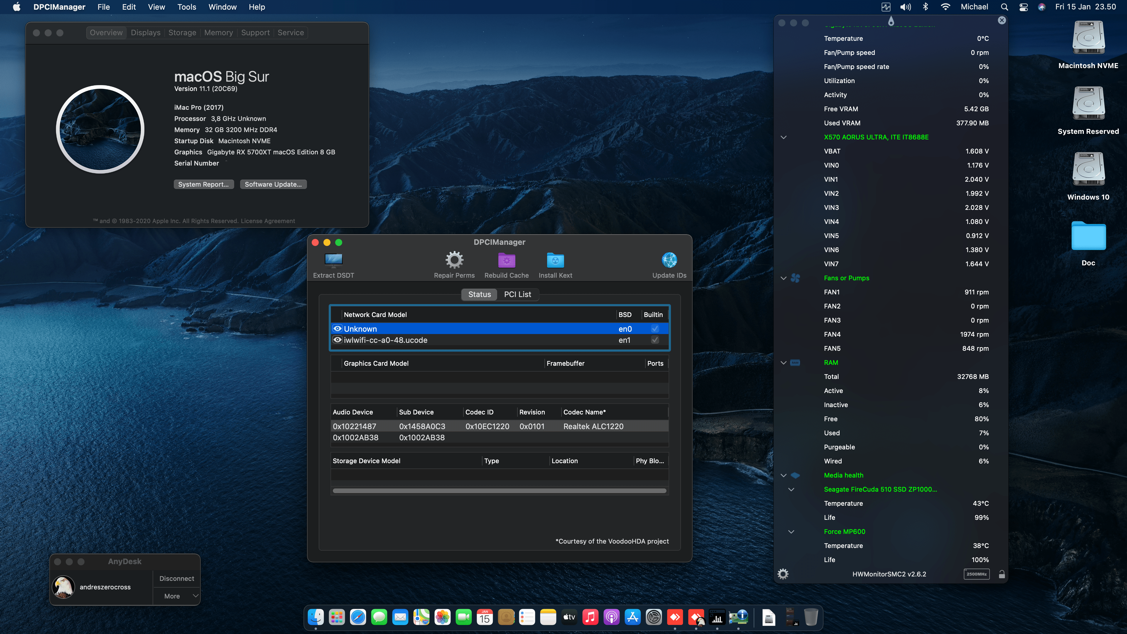 Success Hackintosh macOS Big Sur 11.1 Build 20C69 in Gigabyte X570 Aorus Ultra + AMD Ryzen 3900X + Gigabyte RX 5700XT